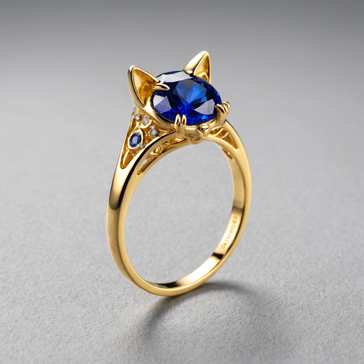 A Cat Sapphire Ring 24K Yellow Gold